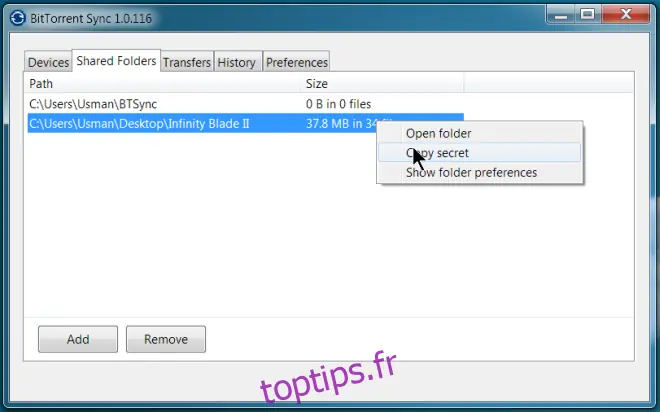 Copie secrète de BitTorrent Sync
