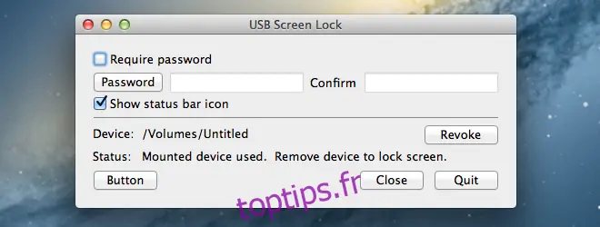 Préférence de verrouillage d'écran USB