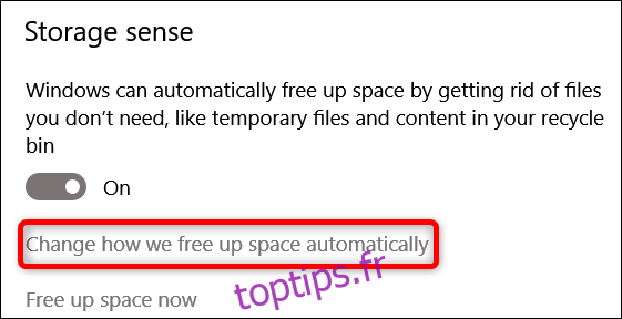 Changer la façon dont Windows libère de l'espace
