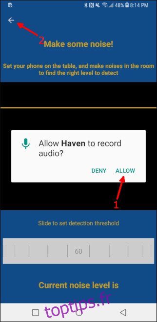 Configuration d'enregistrement audio Haven