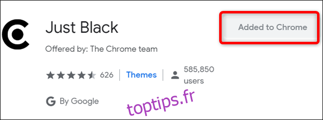 Votre thème a été ajouté à Chrome!