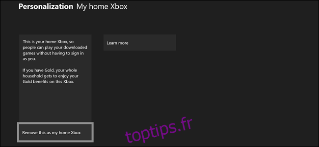 Mon écran de configuration Xbox d'accueil