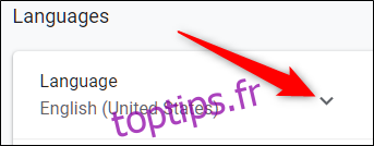 Cliquez sur la langue de votre navigateur pour afficher plus de paramètres de langue