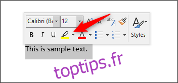 icône de surligneur dans Word