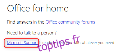 Le lien du support Microsoft
