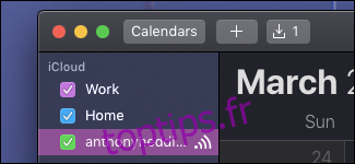 Calendrier en ligne du calendrier macOS