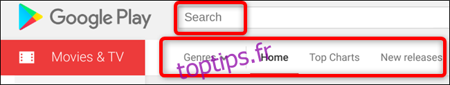 Recherchez à l'aide de la barre de recherche ou filtrez les résultats à l'aide des boutons situés en dessous