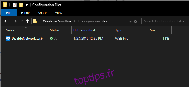 fichiers de configuration dans l'explorateur de fichiers