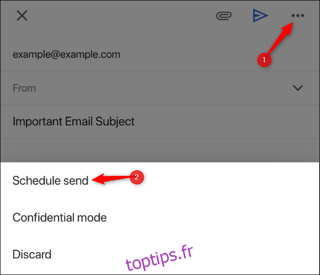 Planifier l'option d'envoi dans Gmail pour iPhone