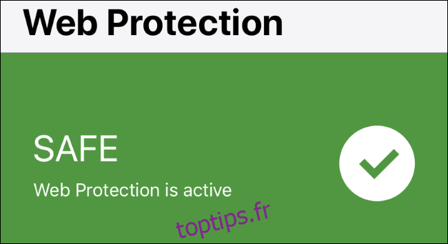 État de la protection Web dans Norton Mobile Security sur iPhone