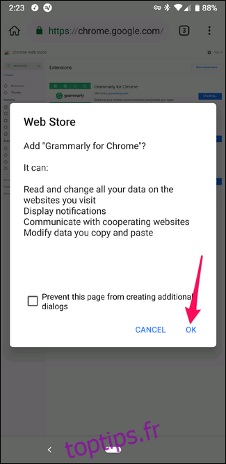 Installer une extension Chrome dans le navigateur Kiwi