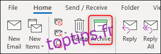 Le bouton Archiver dans le ruban Outlook