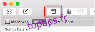 Le bouton Archiver dans Apple Mail