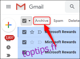 Le bouton Archive Gmail