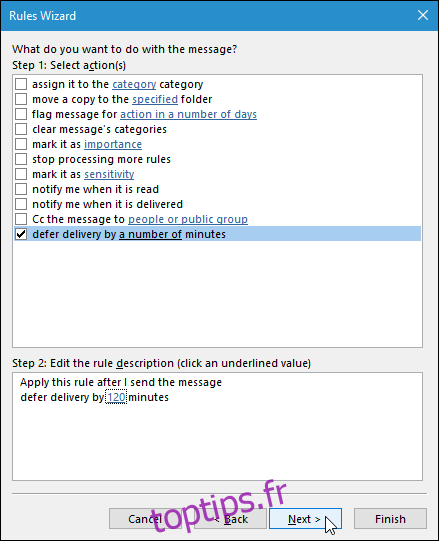 Différer la livraison d'un e-mail dans Microsoft Outlook