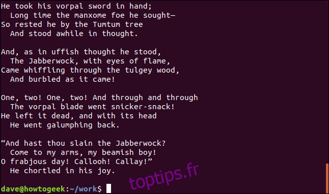 contenu de poem1.txt et poem2.txt dans une fenêtre de terminal