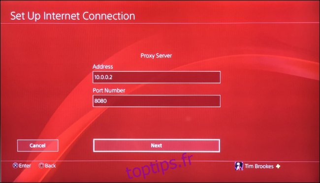 Configurer la PS4 pour une utilisation avec un serveur proxy