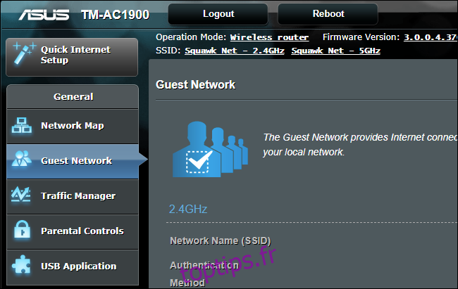 Option de réseau invité sur un routeur Asus