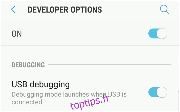 Activation du débogage USB sur Android