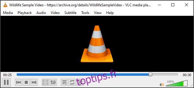 Barre de progression lors de la conversion d'un fichier multimédia dans VLC