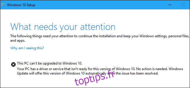 Qu'est-ce qui nécessite votre attention Erreur de configuration sous Windows 10