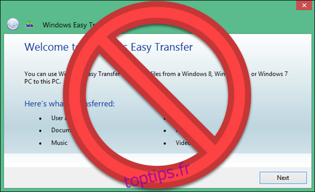 Programme de transfert Windows Easy avec 