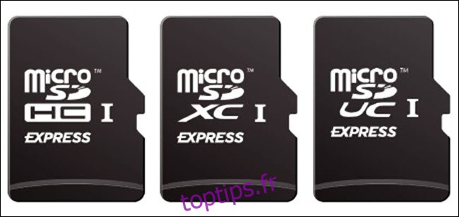 trois cartes microsd express