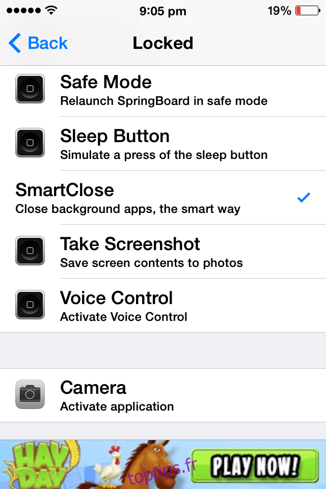 smartclose pour iOS quitte efficacement les applications d'arrière-plan économiser l'activateur de batterie