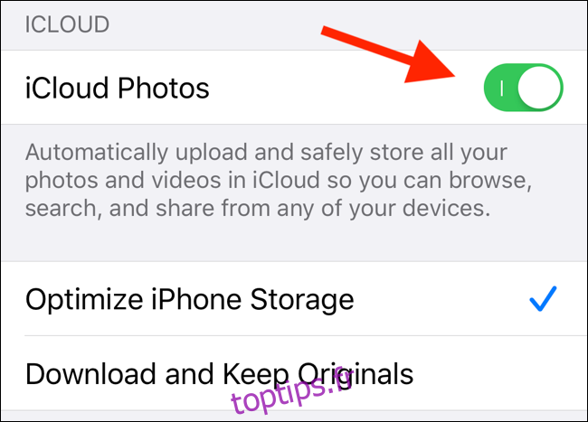 Activez la fonction de bibliothèque de photos iCloud à partir des paramètres de l'iPhone
