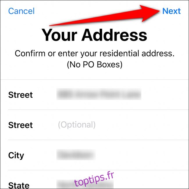 iPhone Wallet Confirmez votre adresse
