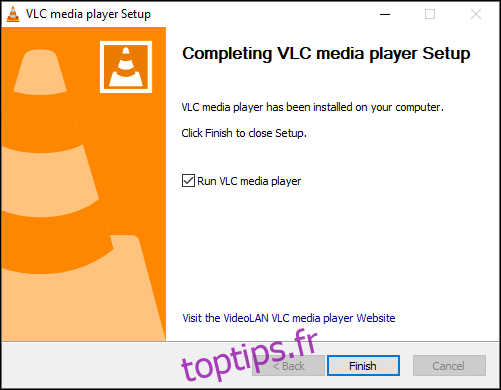 Lancer VLC après une installation