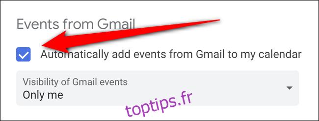 Google Agenda désactiver les événements Gmail automatiques