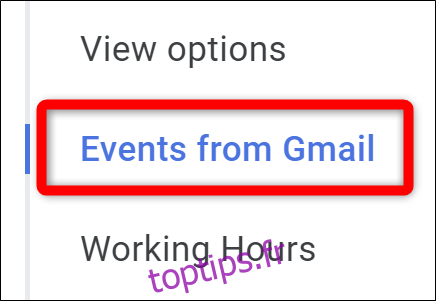 Google Agenda Sélectionnez les événements de Gmail
