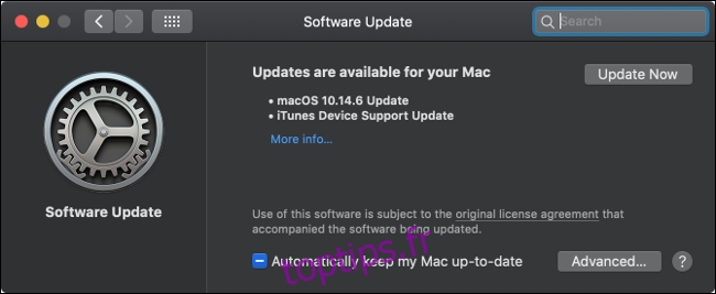 Mise à jour du logiciel macOS