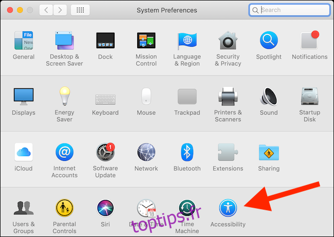 Cliquez sur le bouton Accessibilité dans les Préférences Système dans macOS