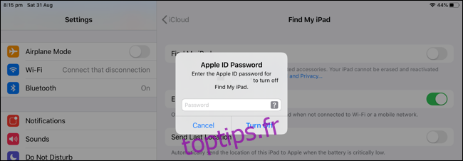 Saisissez le mot de passe de votre identifiant Apple.