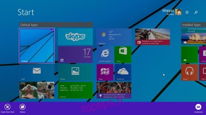 Écran de démarrage Windows 8.1 mise à jour 1_App Bar
