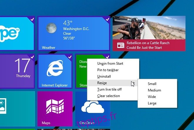 Écran de démarrage Mise à jour de Windows 8.1 1_Menu contextuel