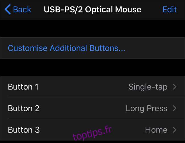 Configuration du bouton de la souris sous iOS 13 (iPadOS 13)