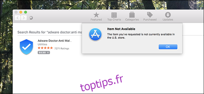 Adware Doctor dans le Mac App Store.