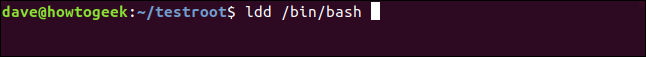 ldd / bin / bash dans une fenêtre de terminal