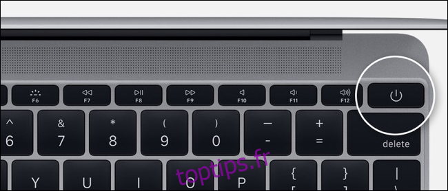 Bouton d'alimentation sur MacBook Pro sans barre tactile
