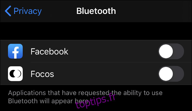 Nouvelles autorisations Bluetooth dans iOS 13