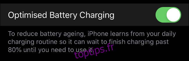 Désactivez la charge optimisée de la batterie pour atteindre 100% dans iOS 13