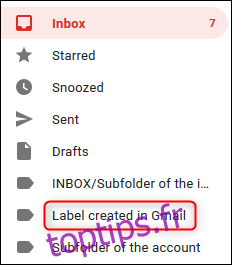 Un nouveau libellé dans l'application Gmail.