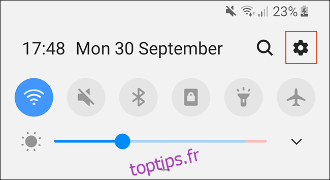 L'ombre des notifications Android.