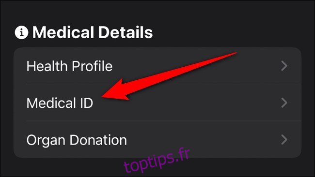 Apple iPhone Health App Select Medical ID