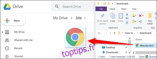 Faites glisser votre fichier de votre ordinateur vers votre Google Drive pour le télécharger.