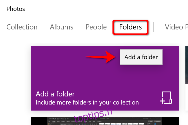 Ajouter un dossier de l'application Photos Windows 10