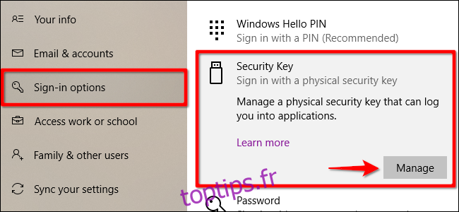 Windows 10 supprimer la clé de sécurité